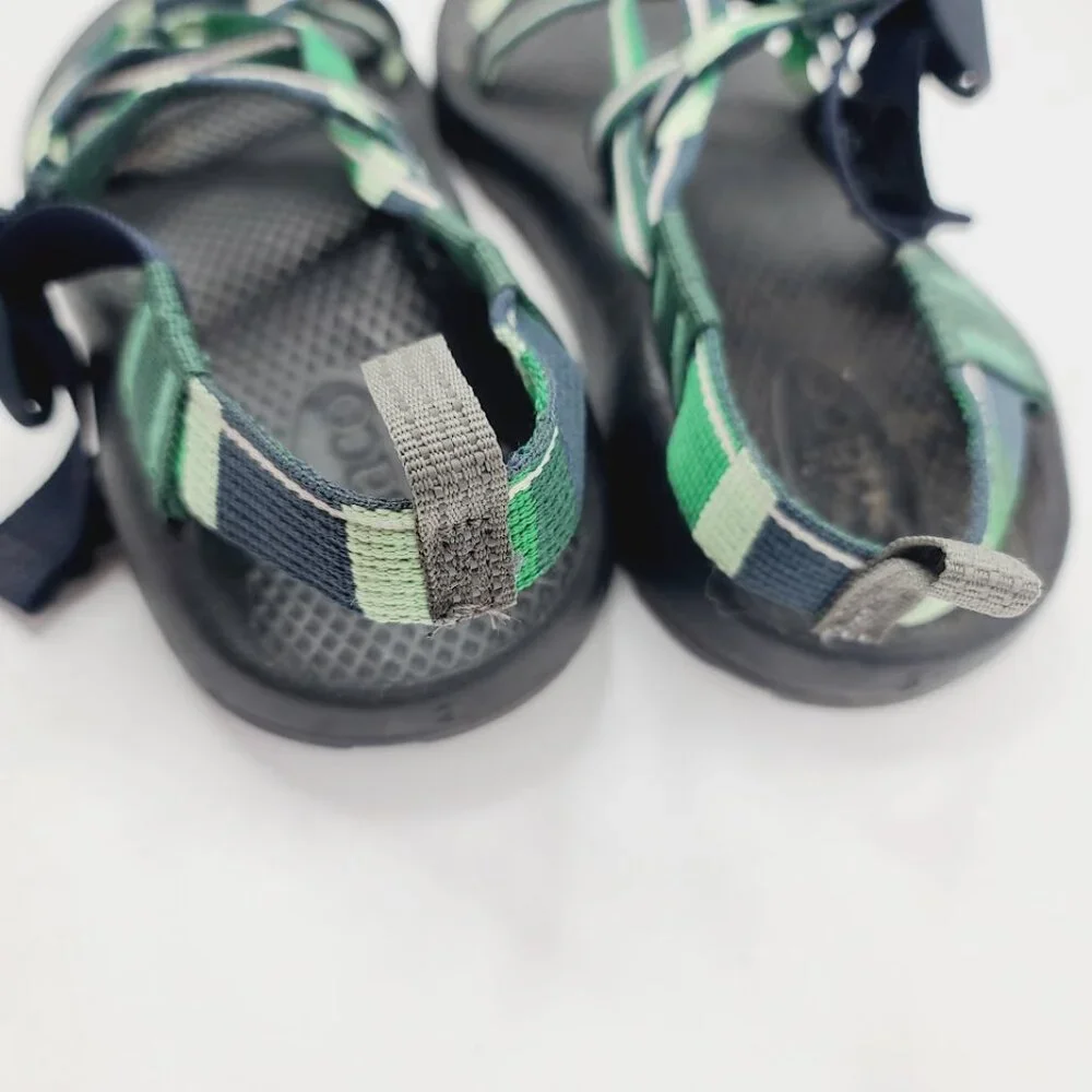 Chaco Girl Green Black Z1 Braided Cross Strap Casual Trekking Sandal Size 2‎